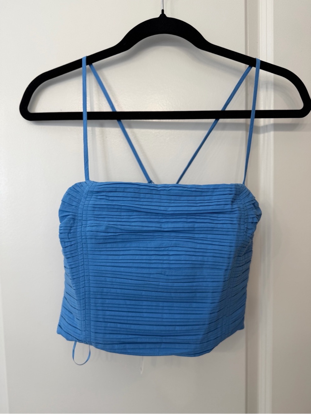 NWT Madewell Blue Pleated Spaghetti Strap Crop Top